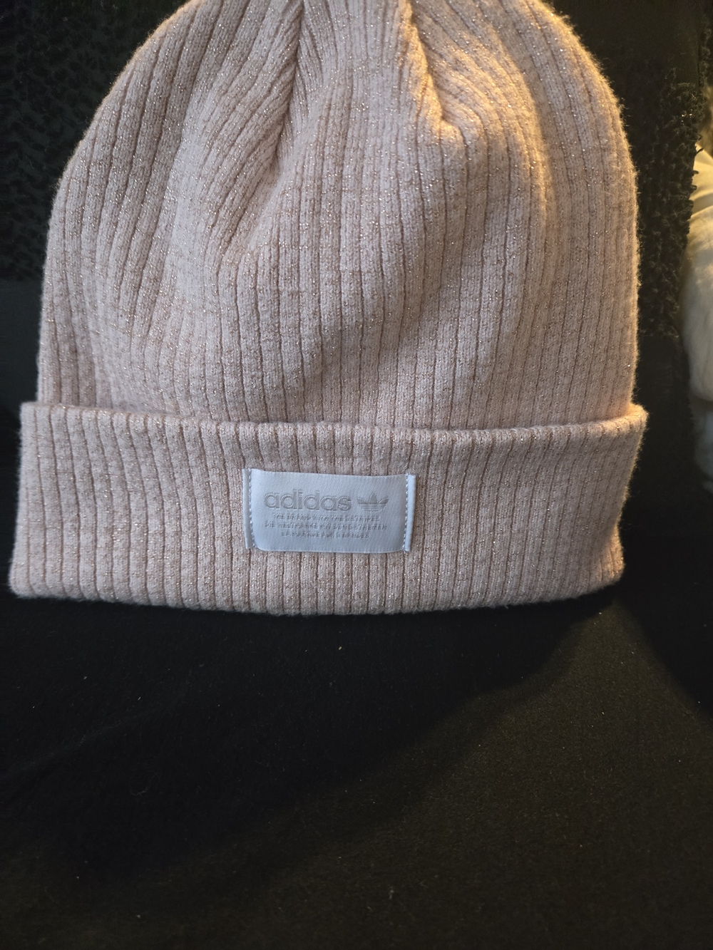 Adidas Originals Trefoil Blush Pink Glitter Beanie - Ribbed Cuffed